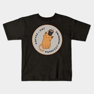 Coffee Cat - Happy Monday - Perfect Morning Kids T-Shirt